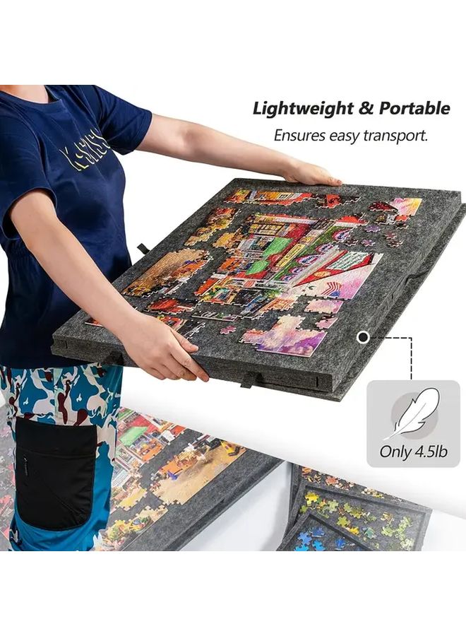 Portable Jigsaw Puzzle Table With 6 Drawers Silvery Gray 30 31 Inch Board - Image 5